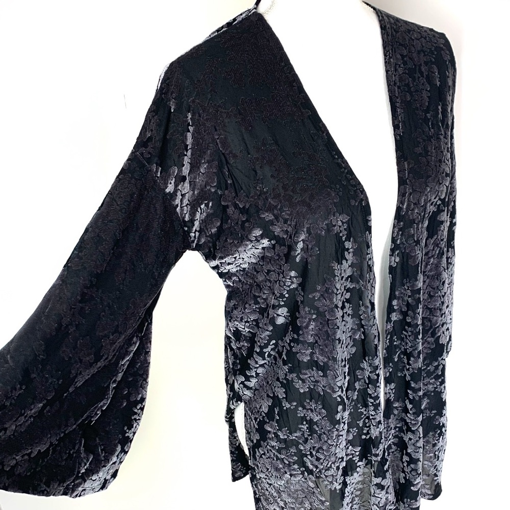 Peach Love USA Women S BURNOUT VELVET Open Kimono Blouse Whimsigoth Holiday Boho